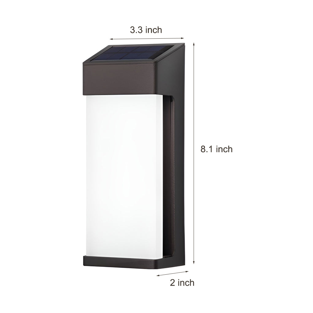 Candeeiros solares de parede LED retangulares, impermeável IP44, cor preta, conjunto de 2 unidades
