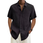 Camisa masculina manga curta visual linho corte regular verão