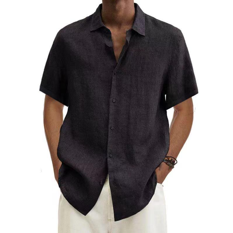 Camisa masculina manga curta visual linho corte regular verão
