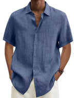 Camisa masculina manga curta visual linho corte regular verão