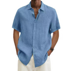 Camisa masculina manga curta visual linho corte regular verão
