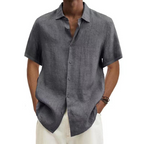Camisa masculina manga curta visual linho corte regular verão