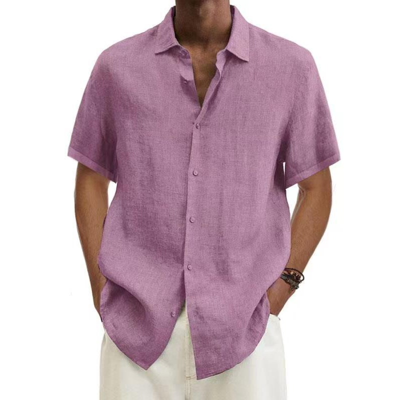 Camisa masculina manga curta visual linho corte regular verão