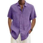 Camisa masculina manga curta visual linho corte regular verão