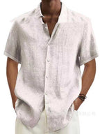 Camisa masculina manga curta visual linho corte regular verão