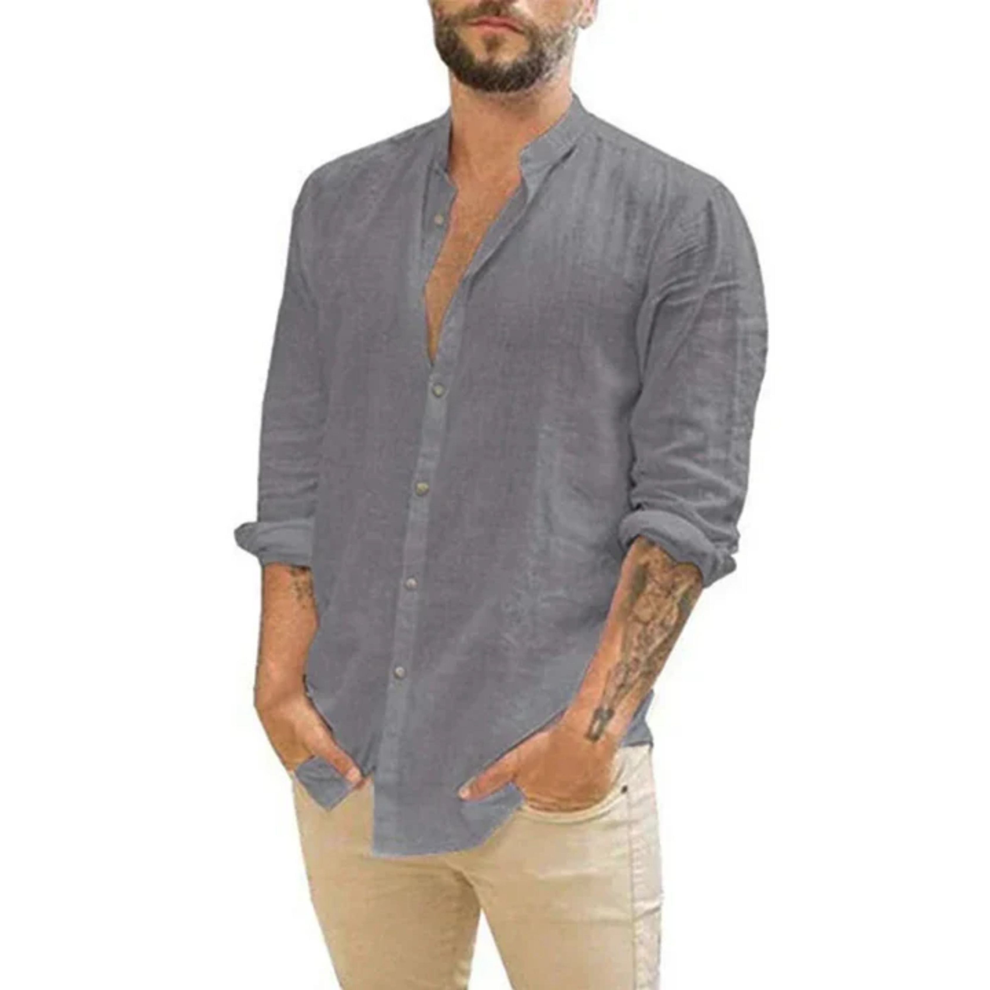 Camisa de Linho | Manga Longa, Respirável | Homem