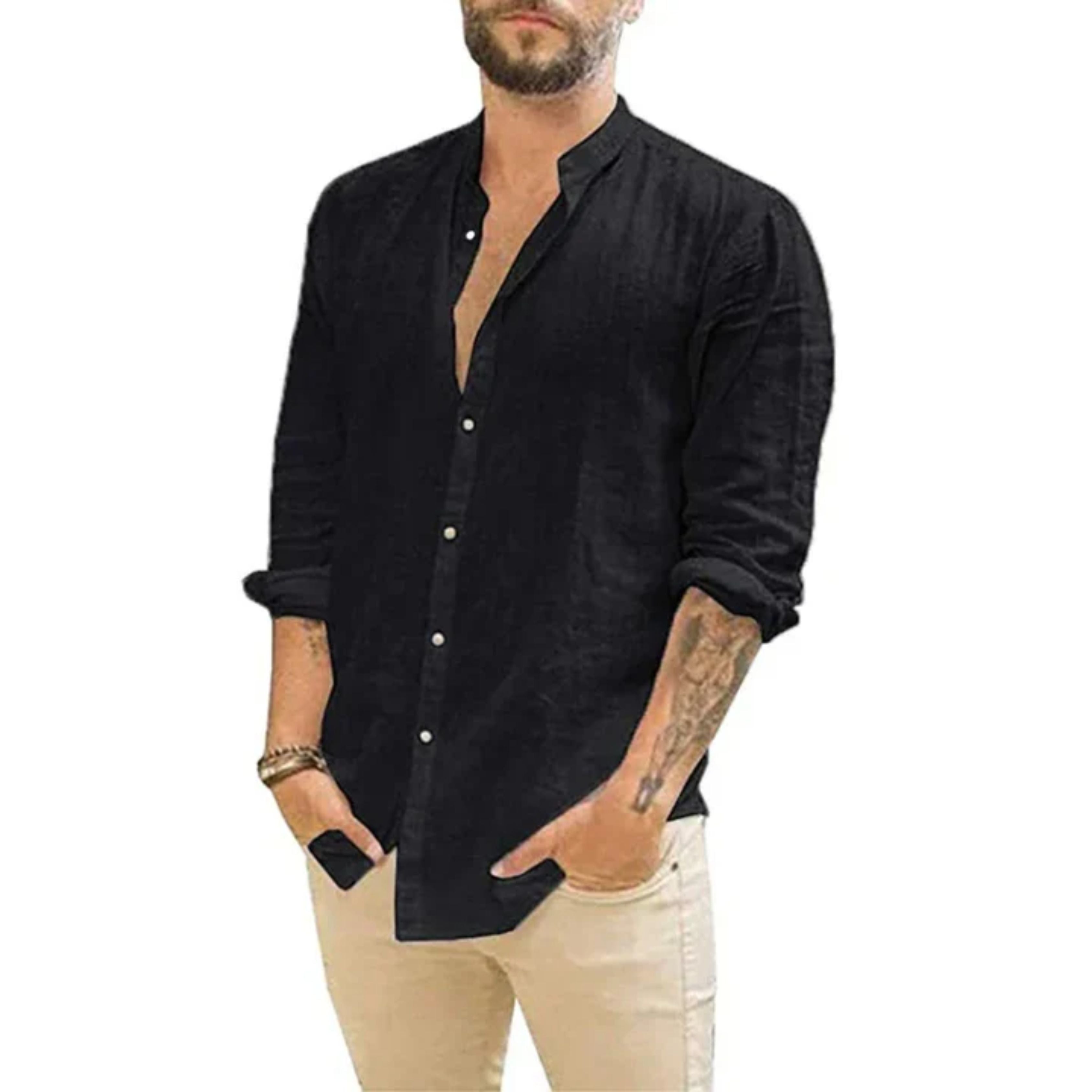 Camisa de Linho | Manga Longa, Respirável | Homem