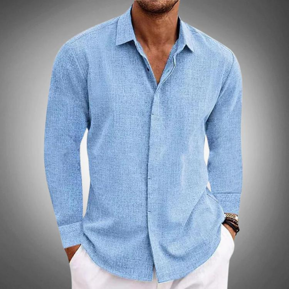 Camisa de Linho | Manga Longa, Estilo Clássico | Homem