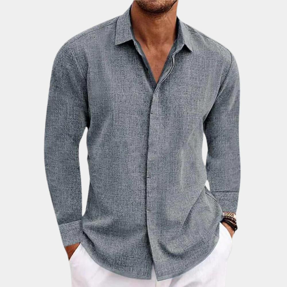 Camisa de Linho | Manga Longa, Estilo Clássico | Homem