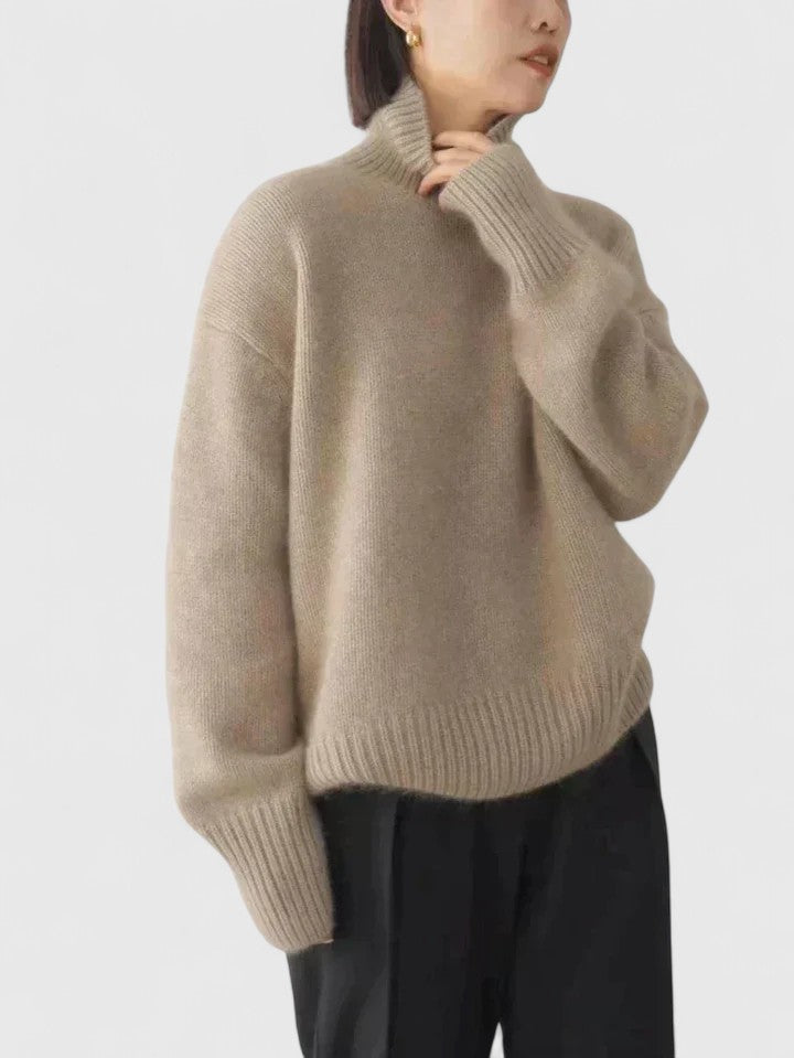 Camisola de gola alta feminina em estilo clássico e elegante