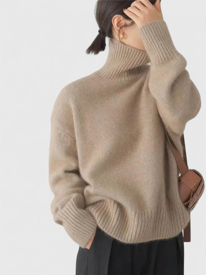 Camisola de gola alta feminina em estilo clássico e elegante