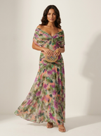 Vestido longo plissado maxi sem alças de noite com corpete estruturado
