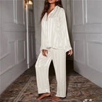 Pijama de seda feminino macio e elegante para todas as estações
