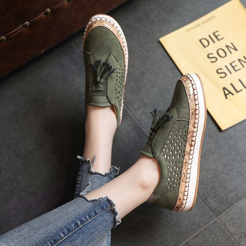 Women slip on walking shoes cushioned with perforated breathable upper