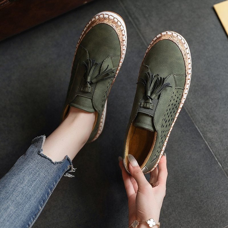 Women slip on walking shoes cushioned with perforated breathable upper