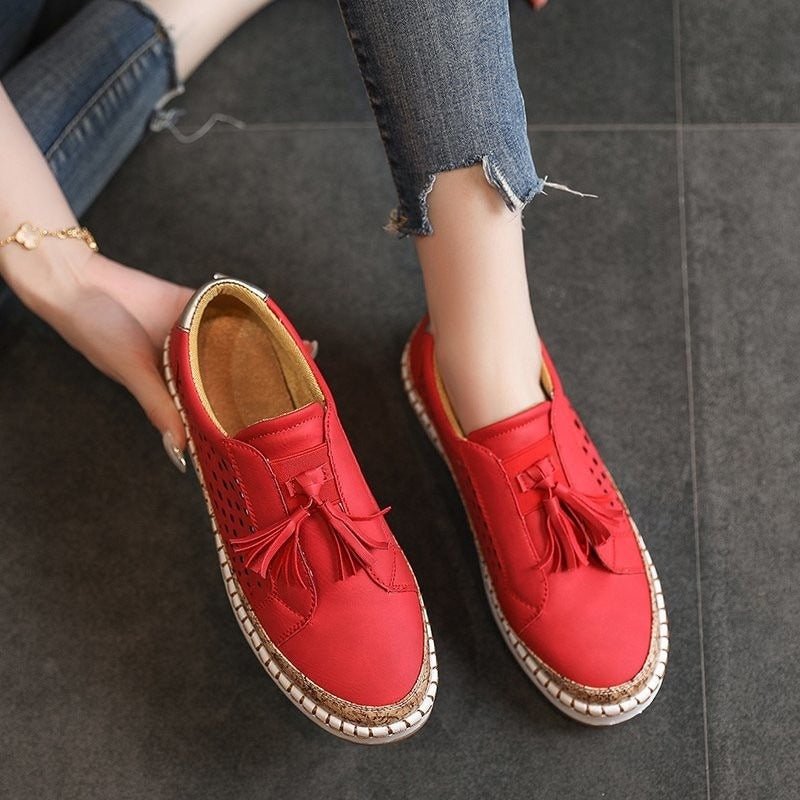 Women slip on walking shoes cushioned with perforated breathable upper