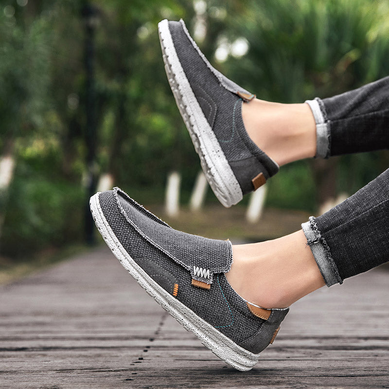 Mocassins de lona acolchoados casuais leves e respiráveis