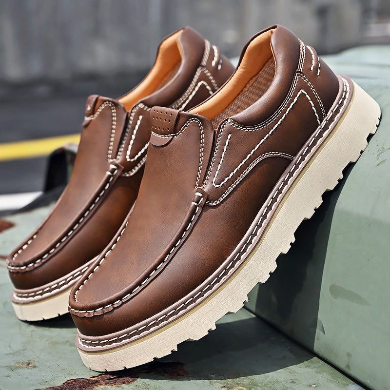 Mocassins de couro masculinos com palmilha ortopédica e sola antiderrapante