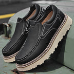 Mocassins de couro masculinos com palmilha ortopédica e sola antiderrapante