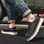 Mocassins de couro masculinos com palmilha ortopédica e sola antiderrapante