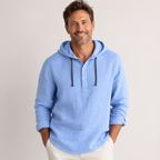 Camisa Henley homem com capuz e manga comprida fit regular casual