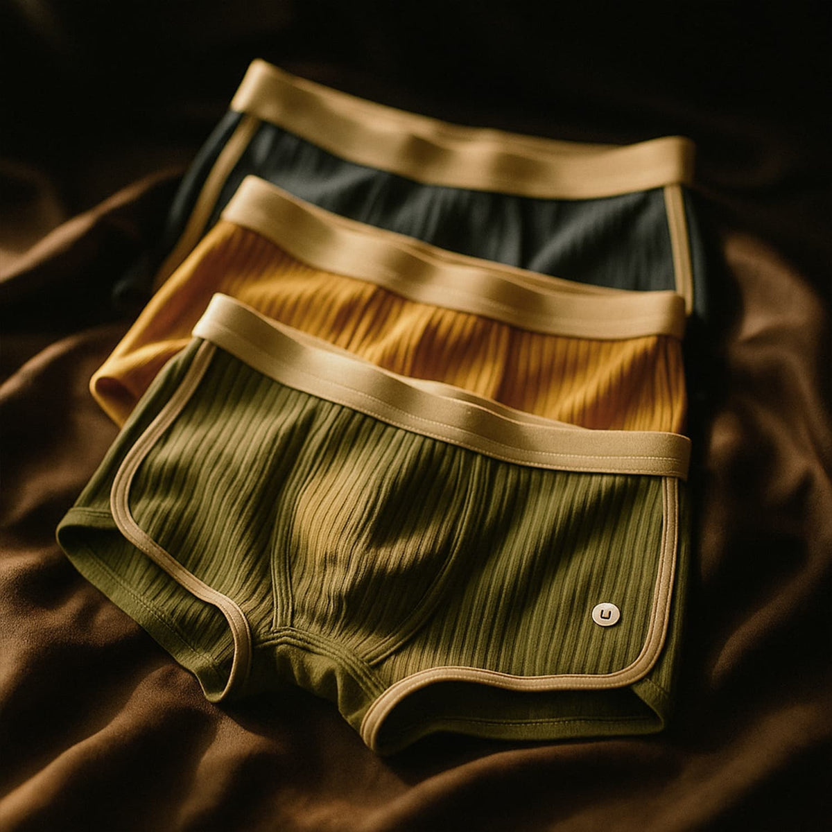 Cuecas boxer masculinas algodão orgânico canelado kit confortável