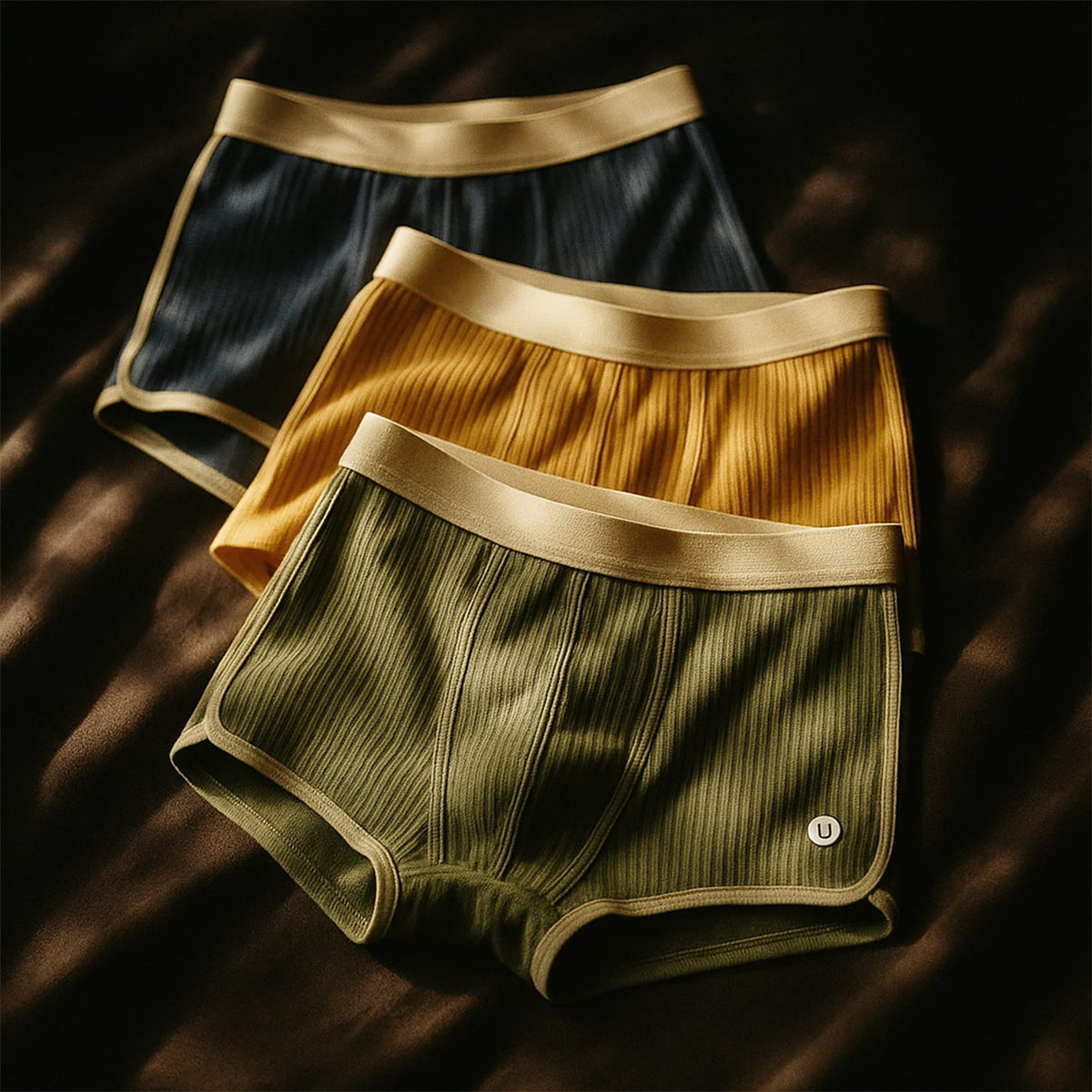 Cuecas boxer masculinas algodão orgânico canelado kit confortável