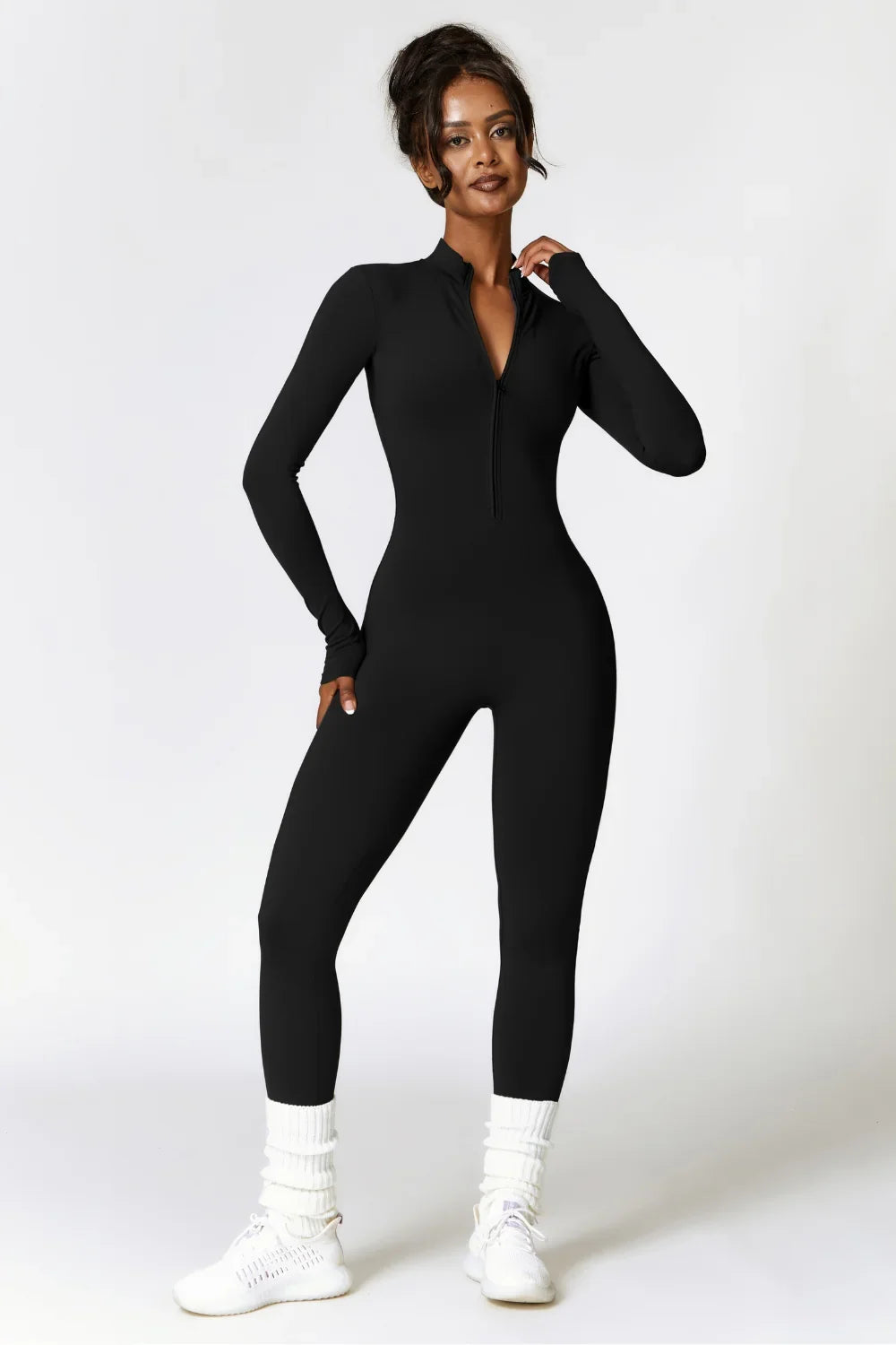 Macacão de inverno feminino com forro fleece e tecido superstretch