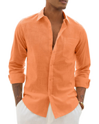 Camisa Hombre Manga Larga | Algodón Lino, Respirante