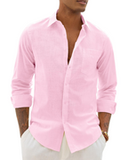 Camisa Hombre Manga Larga | Algodón Lino, Respirante