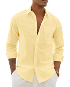 Camisa Hombre Manga Larga | Algodón Lino, Respirante