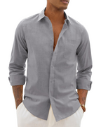 Camisa Hombre Manga Larga | Algodón Lino, Respirante