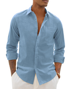 Camisa Hombre Manga Larga | Algodón Lino, Respirante