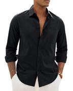 Camisa Hombre Manga Larga | Algodón Lino, Respirante