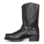 Botas cowboy masculinas couro legítimo cano médio com alça harness