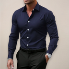 Camisa slim fit masculina de primavera corte moderno
