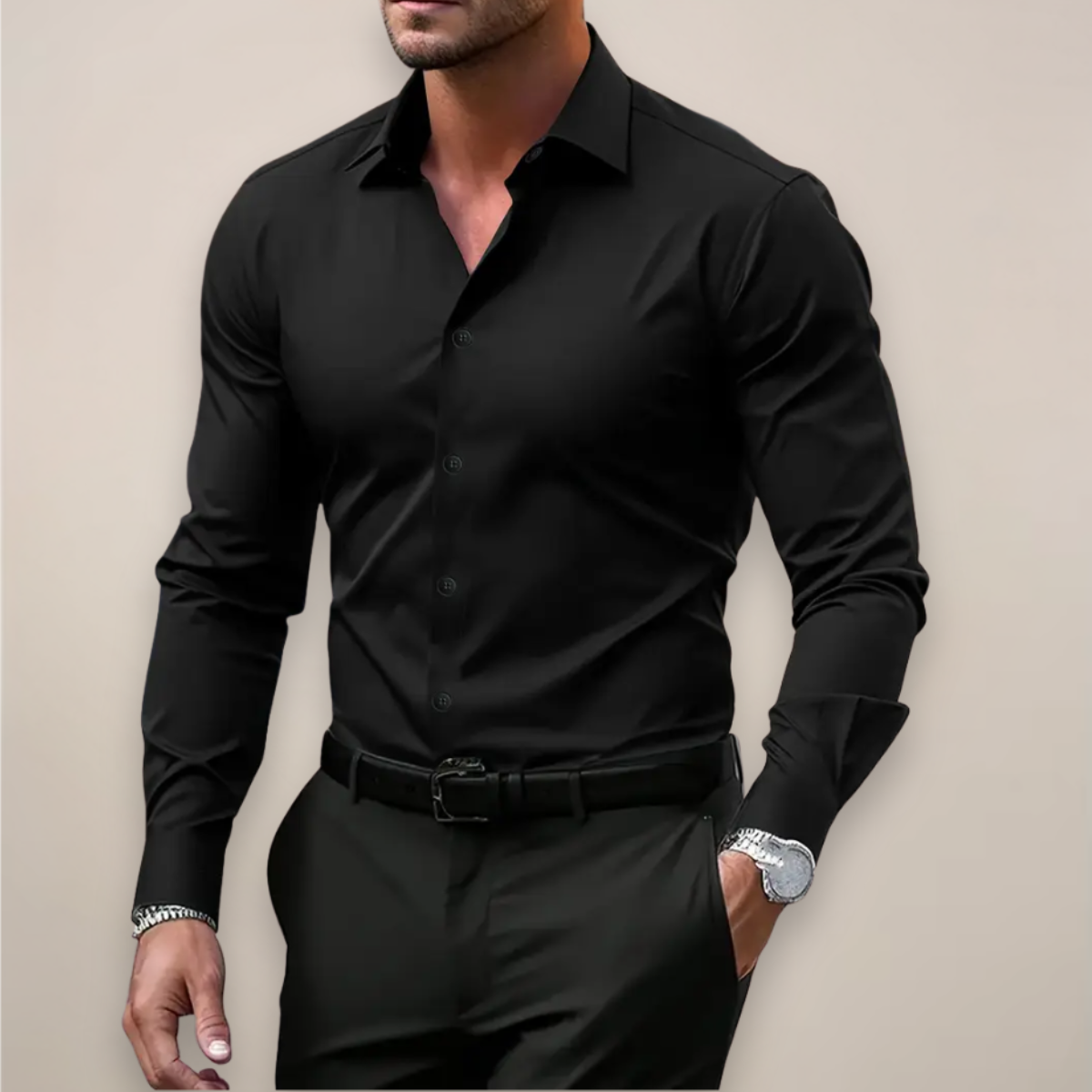 Camisa slim fit masculina de primavera corte moderno