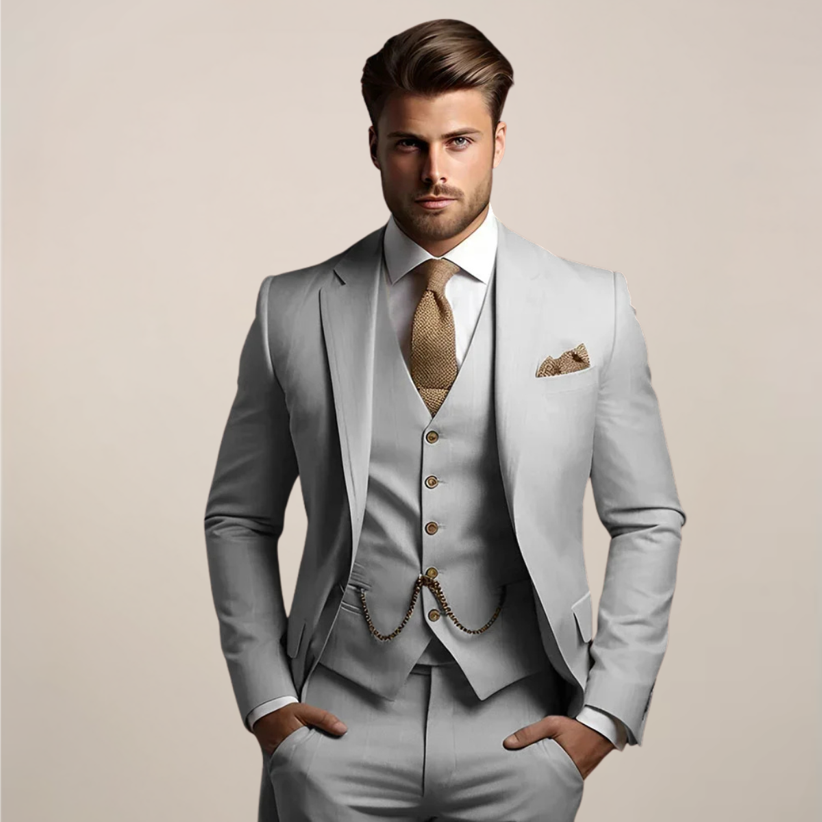 Fato masculino 3 peças slim formal primavera casaco colete calça