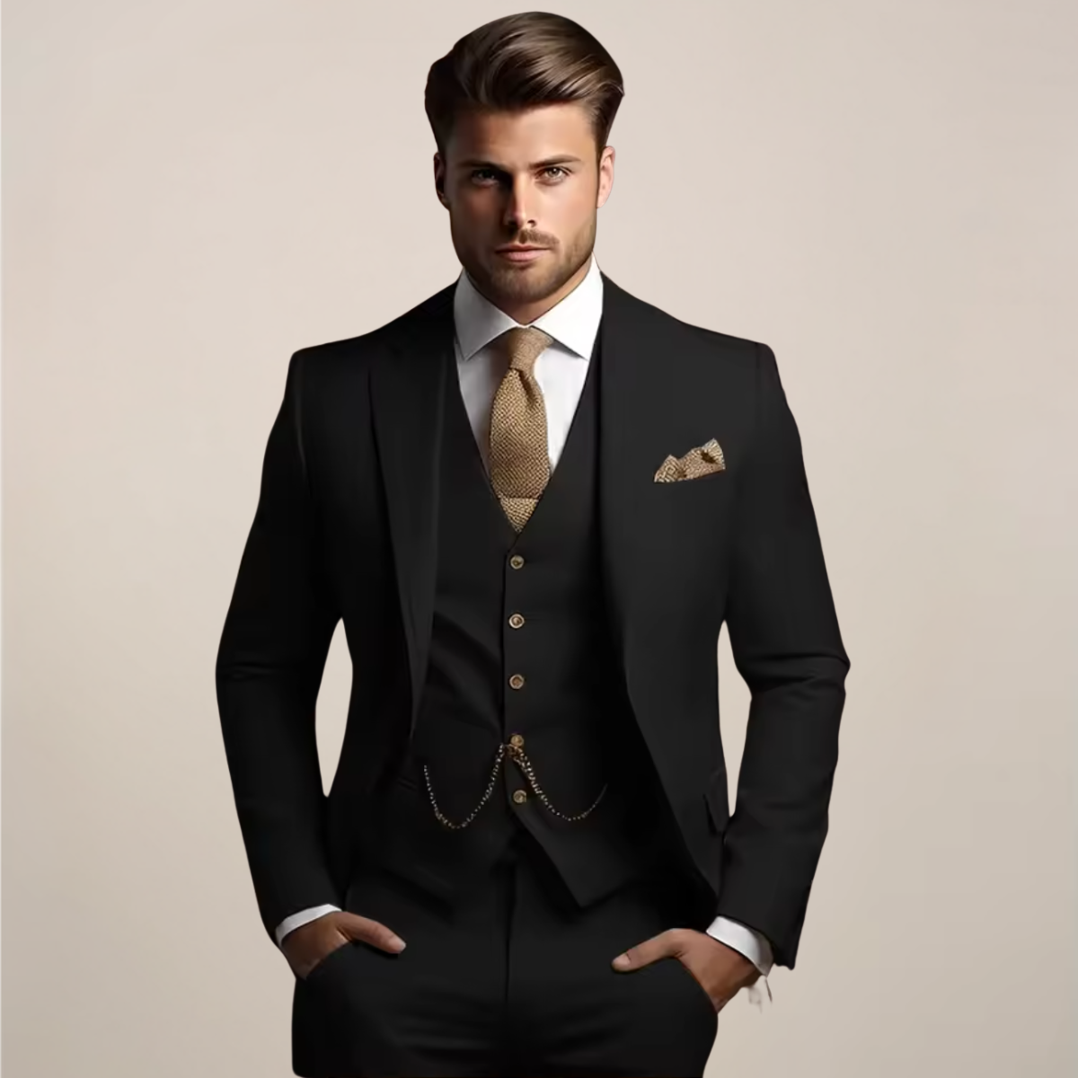 Fato masculino 3 peças slim formal primavera casaco colete calça