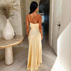 Vestido Satén Mujer Color Liso
