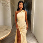 Vestido Satén Mujer Color Liso