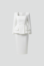 Conjunto feminino saia e blazer 2 peças estruturado elegante