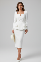 Conjunto feminino saia e blazer 2 peças estruturado elegante