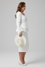 Conjunto feminino saia e blazer 2 peças estruturado elegante