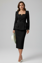 Conjunto feminino saia e blazer 2 peças estruturado elegante