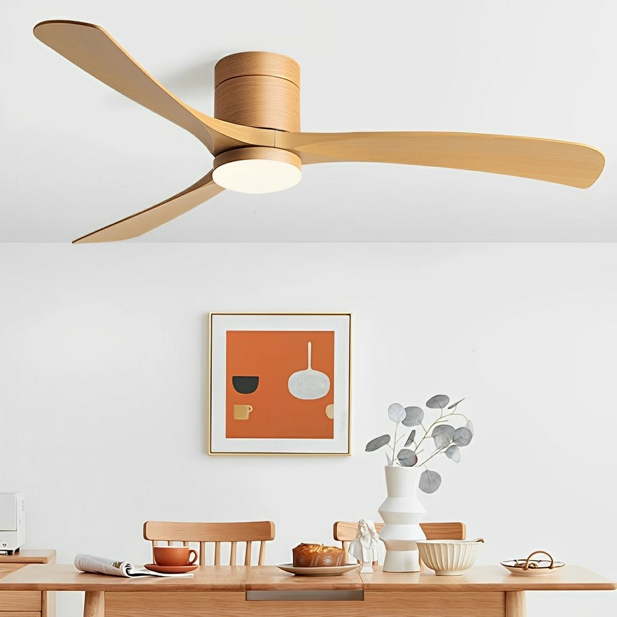 Ventilador de teto com LED silencioso, 6 velocidades e luz integrada em 3 modos de cor