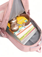 Mochila escolar meninas impermeável rosa com compartimento laptop e alças ajustáveis