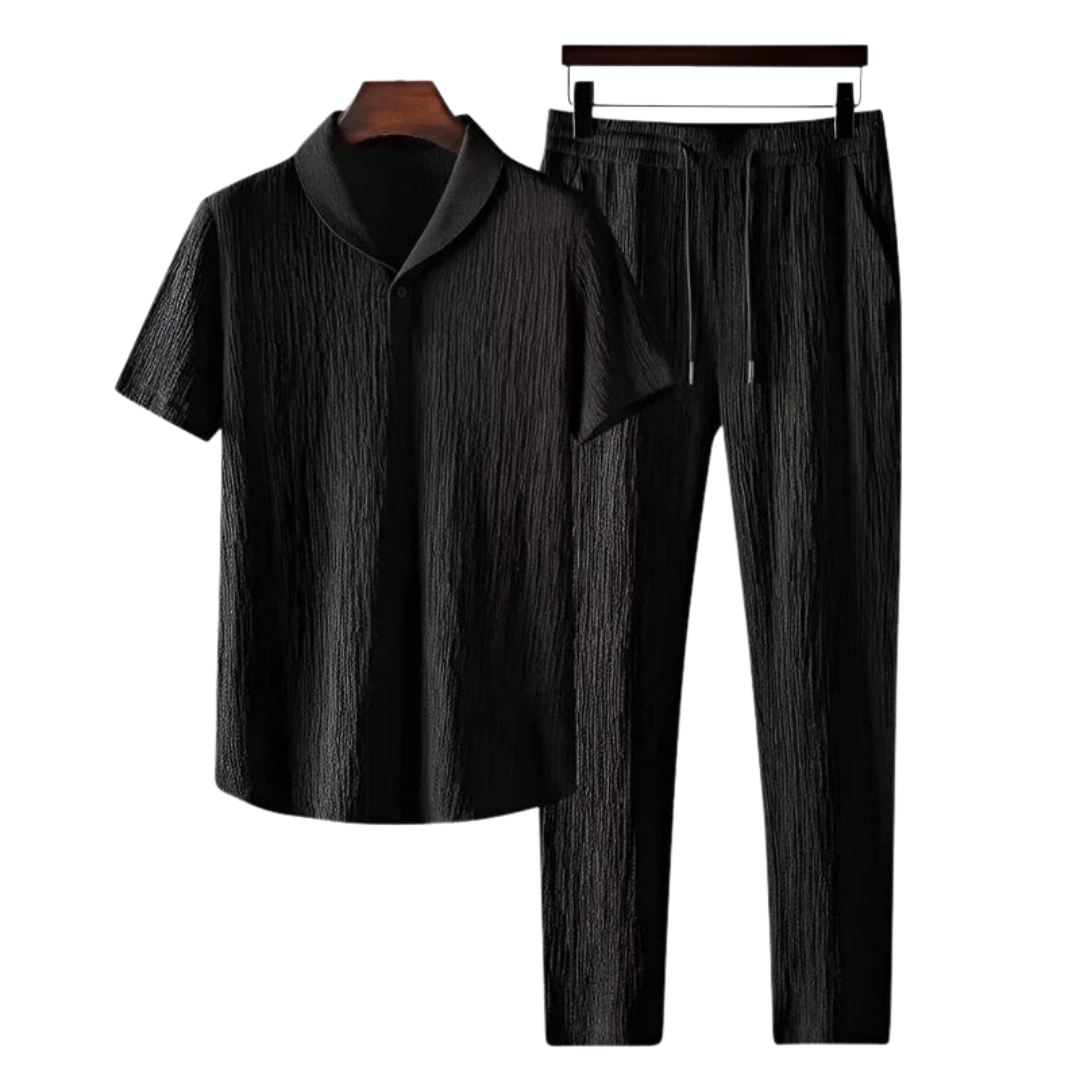 Conjunto masculino polo e calça de algodão casual