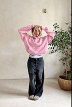 Hoodie mulher mix de algodão caimento relaxado minimalista