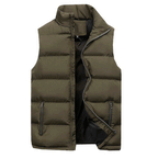 Colete acolchoado masculino puffer com gola alta e fecho zip